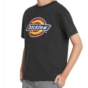 DICKIES Boys Youth Black Graphic Logo Tee Horseshoe Crewneck Size L (16-18)